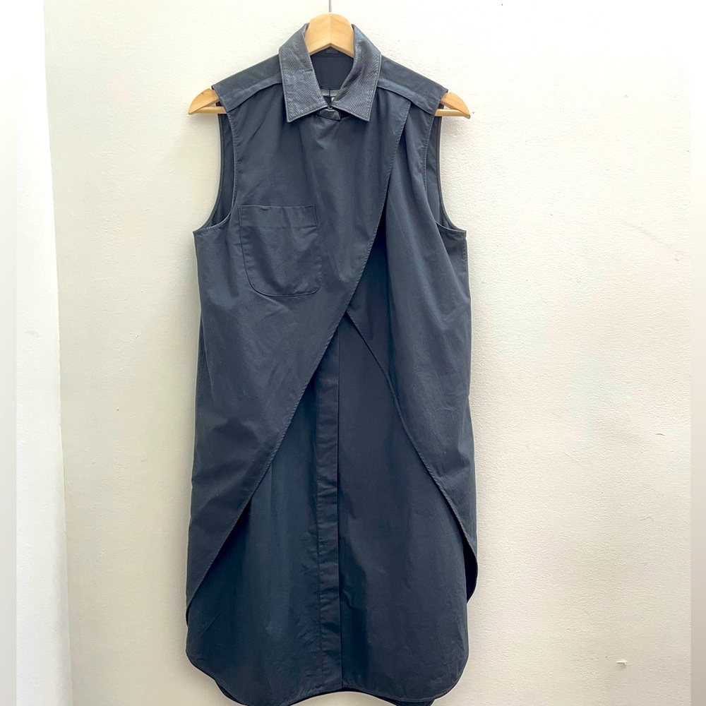 Alexander Wang Black Cotton & Leather Cocoon Dress